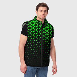 Мужской жилет Геометрический градиент - чёрно-зелёный, цвет: 3D-светло-серый — фото 2
