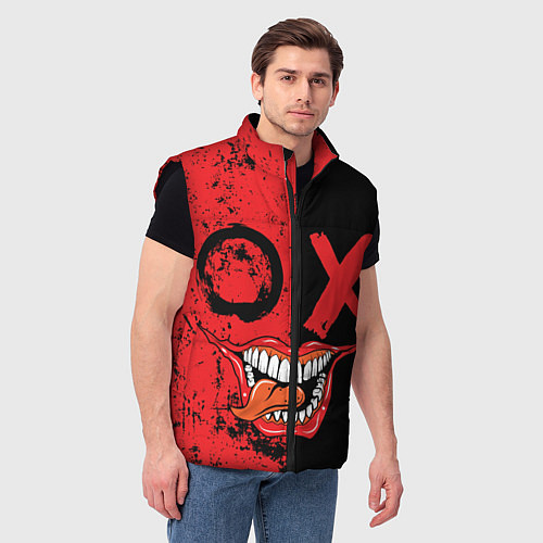 Мужской жилет Злобный смайлик с языком / 3D-Черный – фото 3