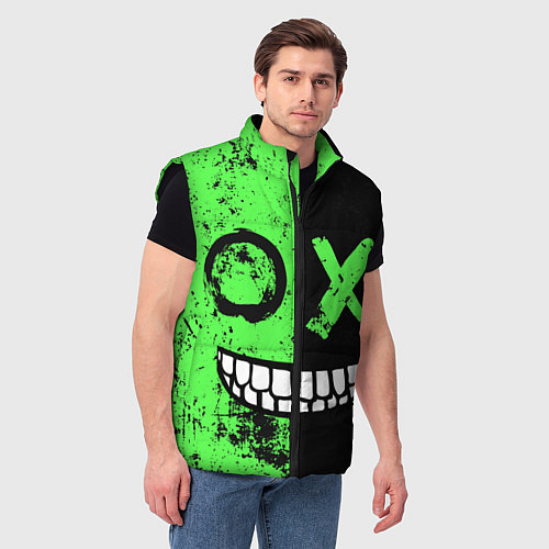 Мужской жилет Кислотный злобный смайлик / 3D-Черный – фото 3