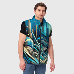 Мужской жилет Абстрактный урбанистический пейзаж - нейроарт, цвет: 3D-черный — фото 2