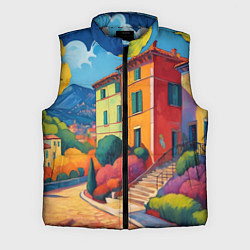 Мужской жилет Живопись яркие домики фовизм, цвет: 3D-светло-серый
