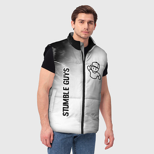Мужской жилет Stumble Guys glitch на светлом фоне вертикально / 3D-Черный – фото 3