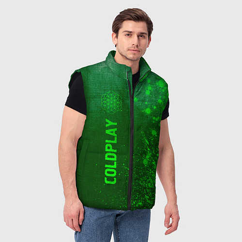 Мужской жилет Coldplay - green gradient по-вертикали / 3D-Черный – фото 3