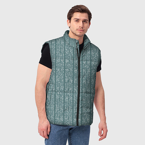 Мужской жилет Холодный синий полосы в мелкую крапинку / 3D-Черный – фото 3