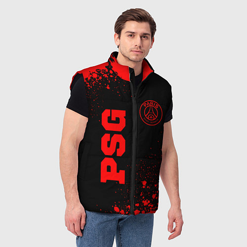 Мужской жилет PSG - red gradient вертикально / 3D-Черный – фото 3