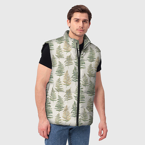 Мужской жилет Узор из листьев папоротника / 3D-Черный – фото 3