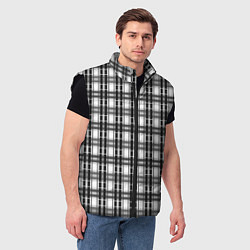 Мужской жилет Черно-белая шотландка клетчатый узор, цвет: 3D-черный — фото 2