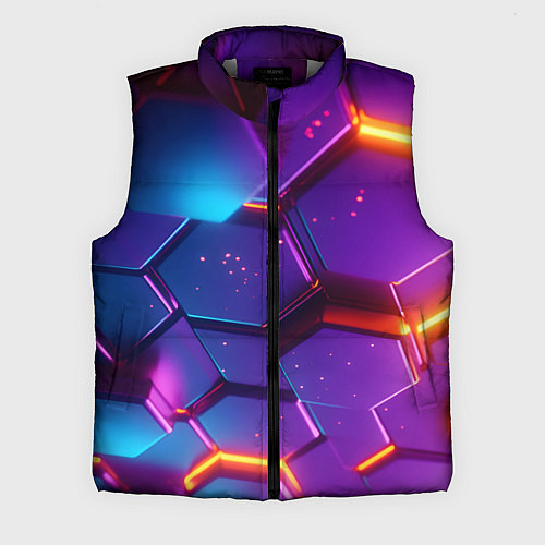 Мужской жилет Трехмерные соты с эффектом неона / 3D-Светло-серый – фото 1