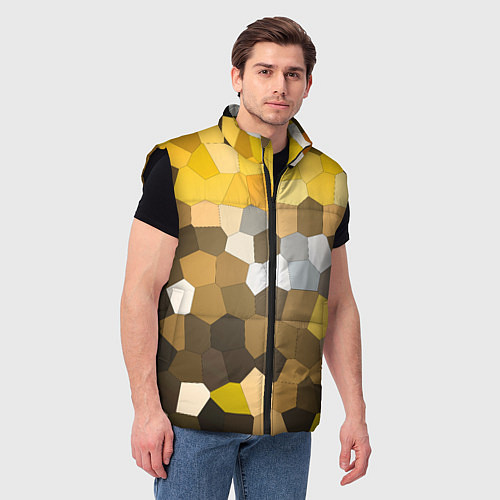 Мужской жилет Желто белая мозаика / 3D-Черный – фото 3