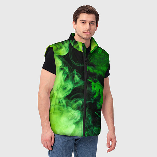 Мужской жилет Ядовитый зеленый дым / 3D-Черный – фото 3