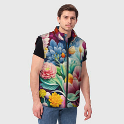Мужской жилет Объемные цветы лето, цвет: 3D-черный — фото 2