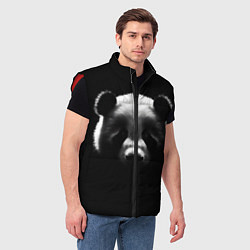 Мужской жилет Панда на черном фоне, цвет: 3D-красный — фото 2