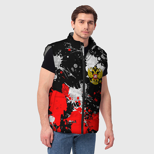 Мужской жилет Герб РФ абстрактыне краски / 3D-Светло-серый – фото 3