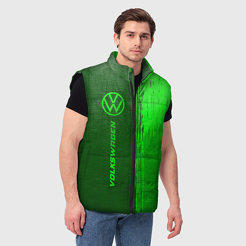 Мужской жилет Volkswagen - green gradient по-вертикали / 3D-Черный – фото 3