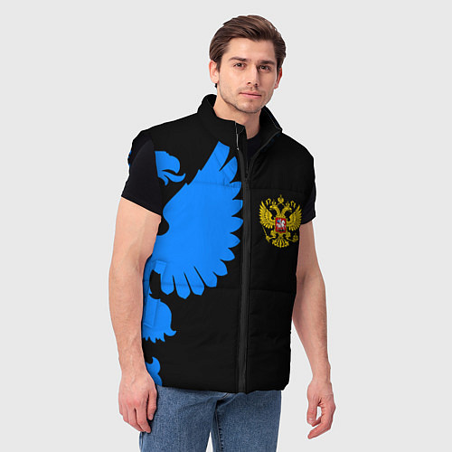 Мужской жилет Герб РФ синий / 3D-Черный – фото 3
