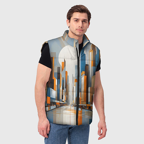 Мужской жилет Архитектура город абстракция / 3D-Черный – фото 3