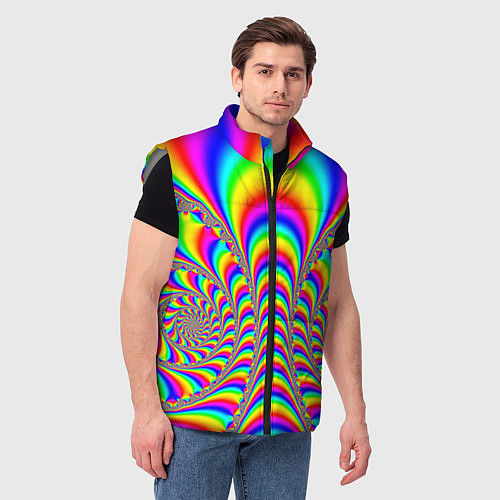 Мужской жилет Оптические иллюзии волны неон / 3D-Светло-серый – фото 3