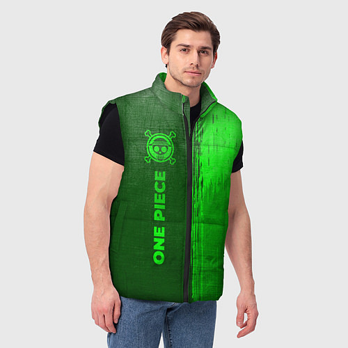 Мужской жилет One Piece - green gradient по-вертикали / 3D-Черный – фото 3