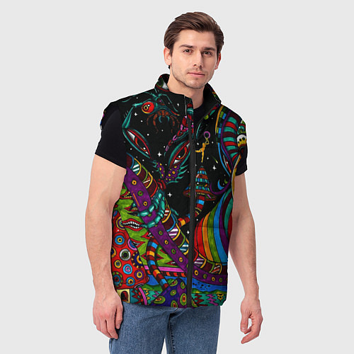 Мужской жилет Оптический узор девушка / 3D-Черный – фото 3