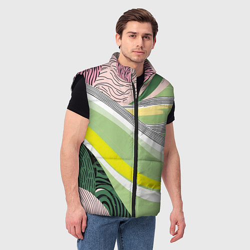 Мужской жилет Салатовая абстракция / 3D-Черный – фото 3