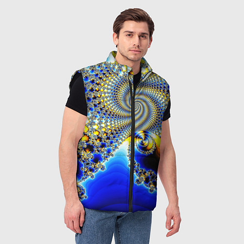 Мужской жилет Фрактальный психоделики узор / 3D-Черный – фото 3