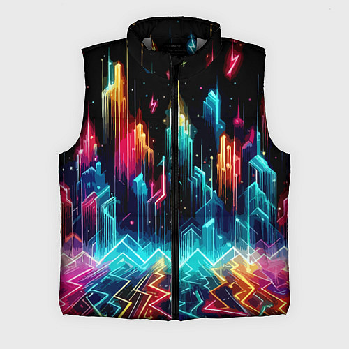 Мужской жилет Neon fantastic metropolis - vaporwave / 3D-Светло-серый – фото 1