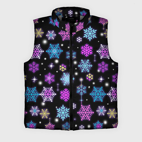 Мужской жилет Разноцветные снежинки / 3D-Светло-серый – фото 1