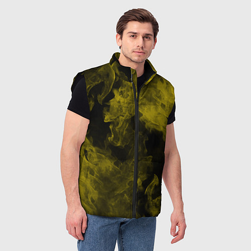 Мужской жилет Жёлтый дым в огне / 3D-Черный – фото 3