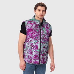 Мужской жилет Зеленые и фиолетовые цветные пятна, цвет: 3D-черный — фото 2