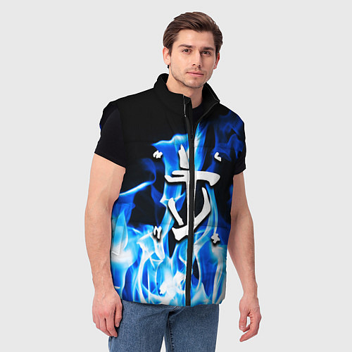 Мужской жилет Doom fire logo steel / 3D-Черный – фото 3