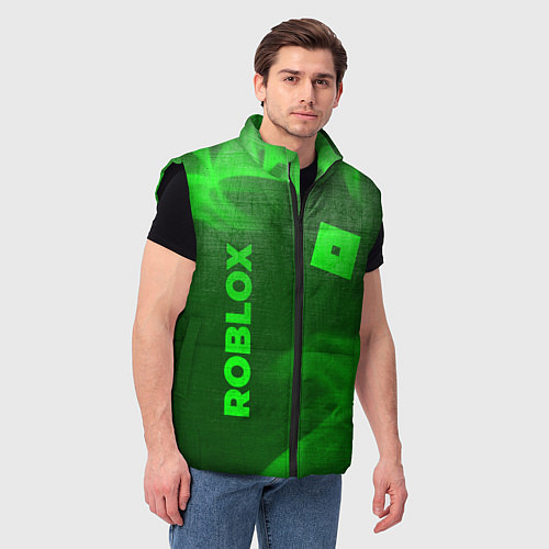 Мужской жилет Roblox - green gradient вертикально / 3D-Черный – фото 3