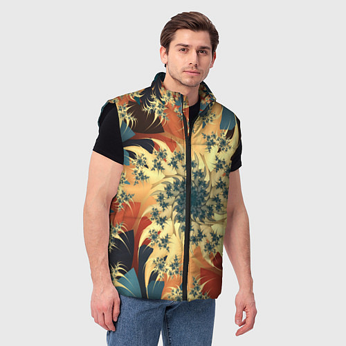 Мужской жилет Оптические узоры фракталы / 3D-Черный – фото 3