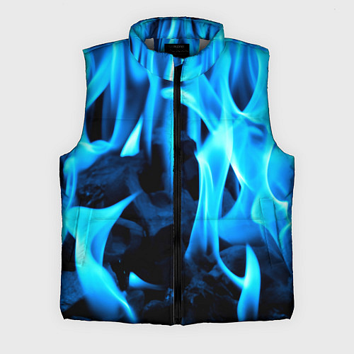 Мужской жилет Синий огонь текстура / 3D-Светло-серый – фото 1