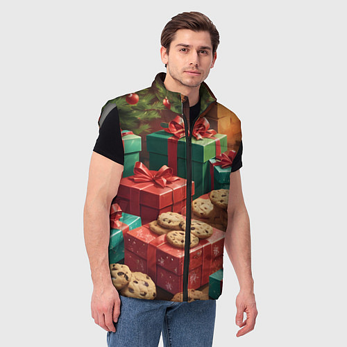 Мужской жилет Новый год печенье / 3D-Светло-серый – фото 3