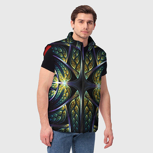 Мужской жилет Оптический узор из фрактала / 3D-Красный – фото 3