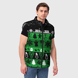 Мужской жилет Новогодняя с оленями и змеями, цвет: 3D-светло-серый — фото 2