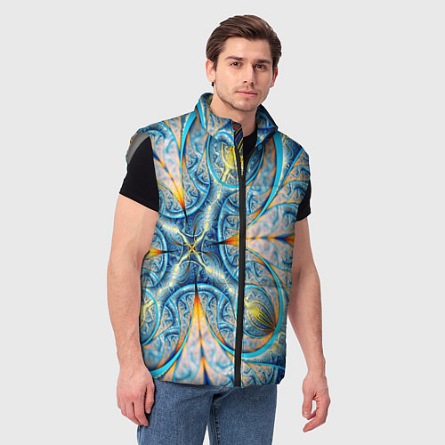 Мужской жилет Оптический узор фрактальный / 3D-Светло-серый – фото 3