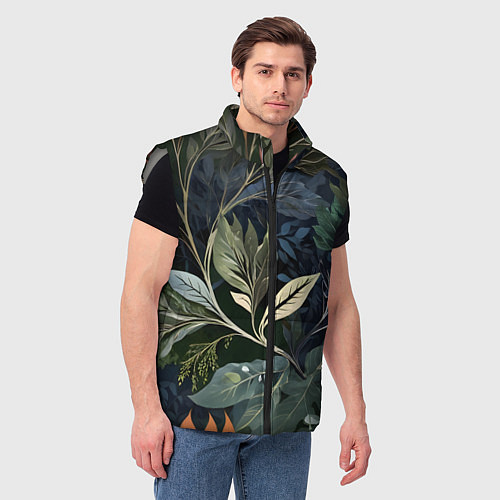 Мужской жилет Объемные листья / 3D-Светло-серый – фото 3