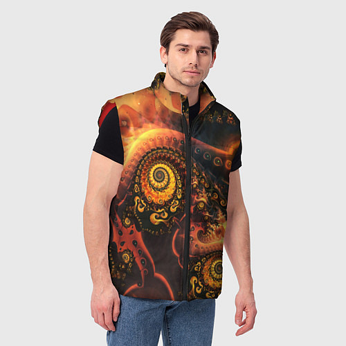 Мужской жилет Оптические узоры фракталы / 3D-Красный – фото 3