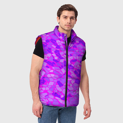 Мужской жилет Фиолетовые плитки на розовом фоне / 3D-Красный – фото 3