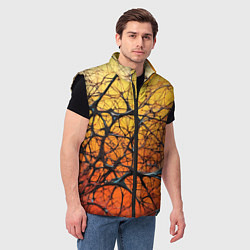 Мужской жилет Чёрные волокна и жёлтый градиент абстракция, цвет: 3D-черный — фото 2