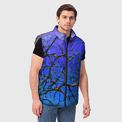 Мужской жилет Чёрные волокна и синий фон абстракция, цвет: 3D-светло-серый — фото 2