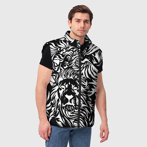 Мужской жилет Лев и орел в виде узоров / 3D-Черный – фото 3