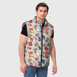 Мужской жилет Christmas Pattern, цвет: 3D-светло-серый — фото 2