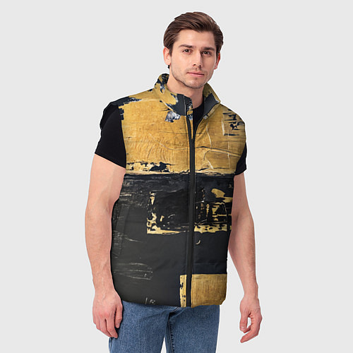 Мужской жилет Абстракция черная и коричневая краска / 3D-Черный – фото 3
