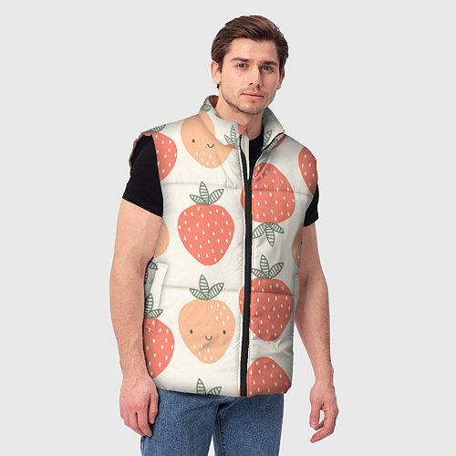 Мужской жилет Клубничный узор / 3D-Черный – фото 3