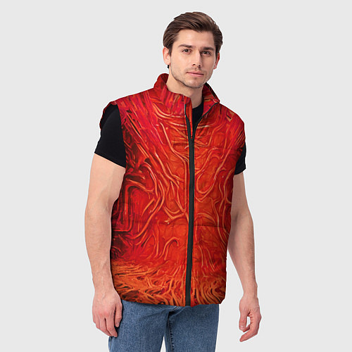 Мужской жилет Красный симбионт абстракция / 3D-Черный – фото 3