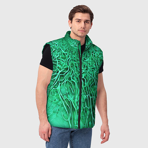 Мужской жилет Зелёный симбионт абстракция / 3D-Черный – фото 3