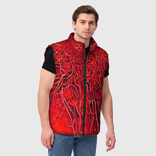 Мужской жилет Красный симбионт абстракция / 3D-Черный – фото 3