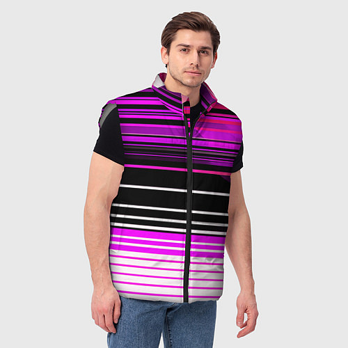 Мужской жилет Разноцветные вертикальные линии / 3D-Светло-серый – фото 3
